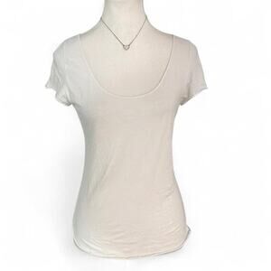 White scoop neck short sleeve Brandy Melville  top 100% Cotton One Size